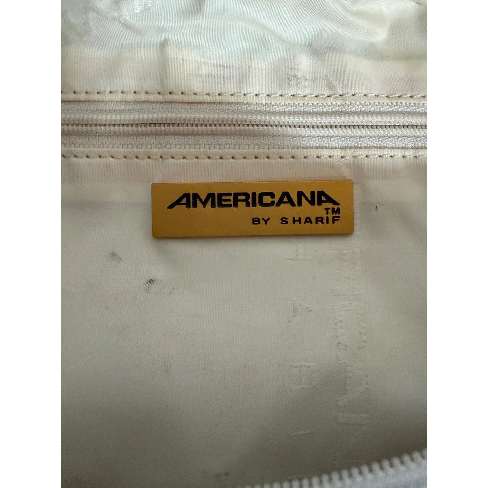 VTG Americana by Sharif White Leather Crossbody Hobo Bag Gold Triangle Buckle